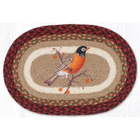 Earth Rug 48-417R 13 x 19 in. Robin Braided Oval Placemat, Multi Color
