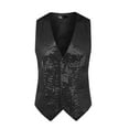 thumbnail image 5 of INSPIRE CHIC Shiny Sequin Vest for Men's V-Neck Party Sleeveless Suit Waistcoat M Black, 5 of 5