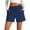 Dark Blue-01, variant on HADST Women's Pleated High Waisted Denim Shorts Elastic Waist Wide Leg Stretchy Faux Jeans with Side Pockets