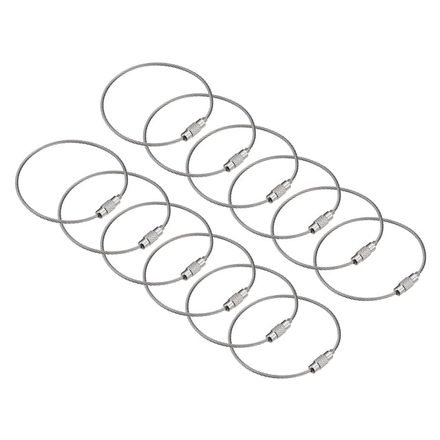 Unique Bargains 12Pack Cable Key Rings, 6inch(155mm) Wire Keychain Twist Loops, Silver