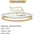 thumbnail image 2 of Dainty Gold Bracelets for Women, 14K Gold Filled Adjustable Layered Bracelet Cute Evil Eye Oval Chain Pearl Bar Turtle Gold Bracelets for Women Jewelr, 2 of 4