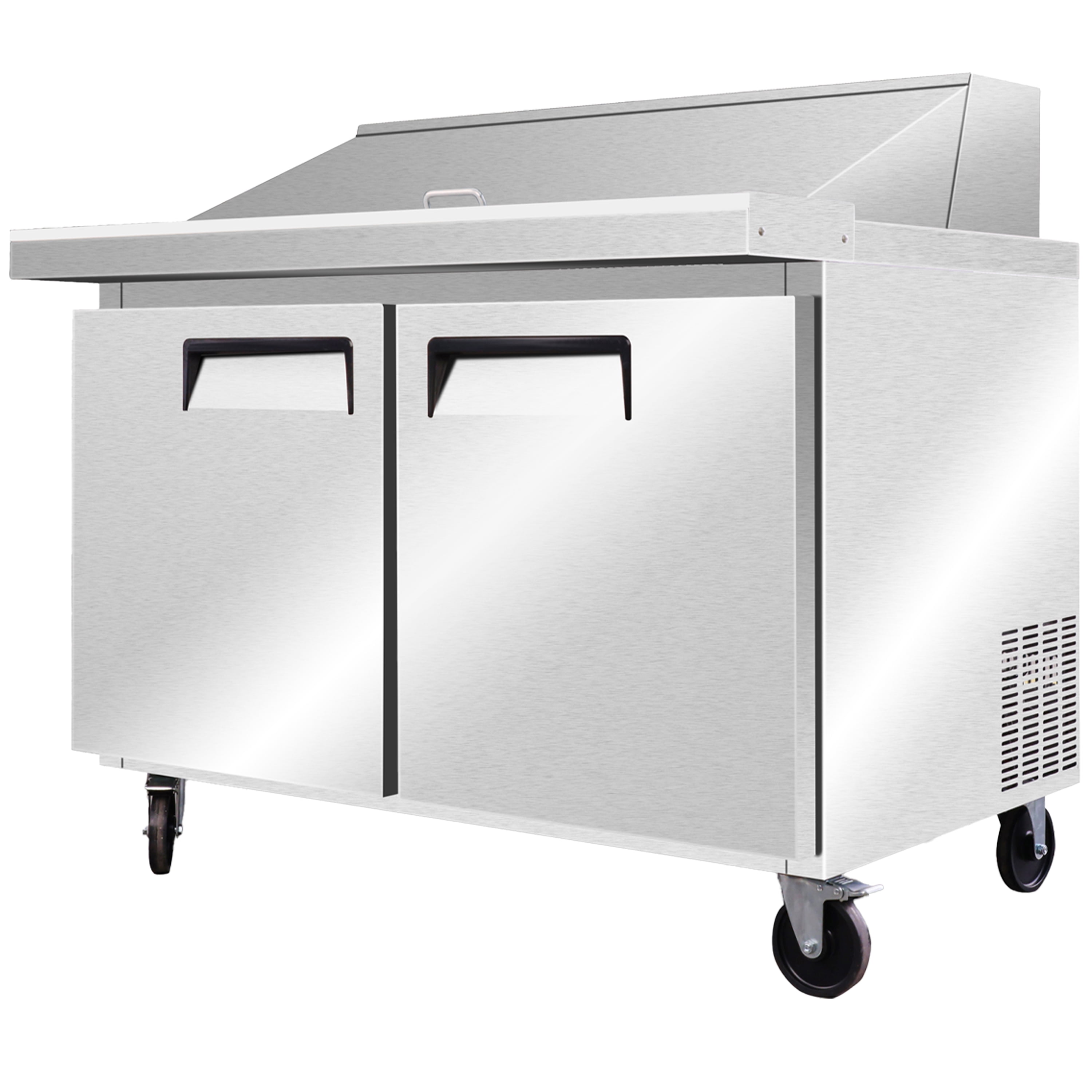 NSF 48 in. 2 Door Refrigerator Sandwich Salad Prep Table 13 Cu.Ft. Commercial Stainless Steel Pre Table Refrigerator with Cutting Board