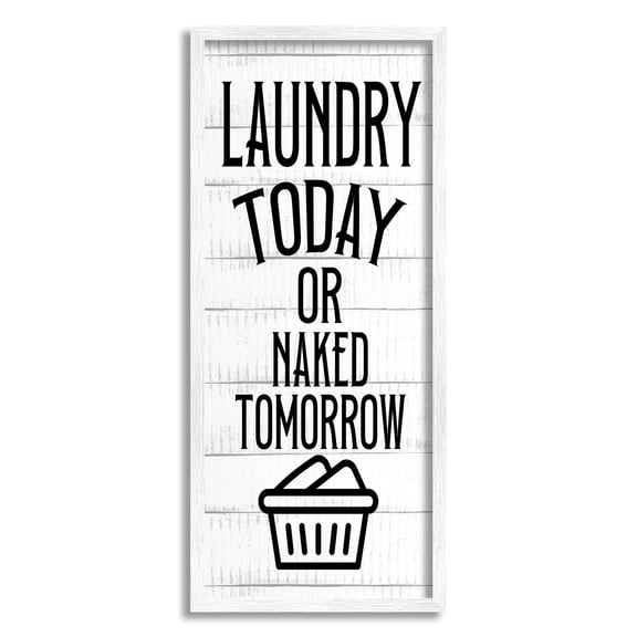 Stupell Industries Laundry Room Rustic Humor Typography Graphic Art White Framed Art Print Wall Art, Design by Kim Allen