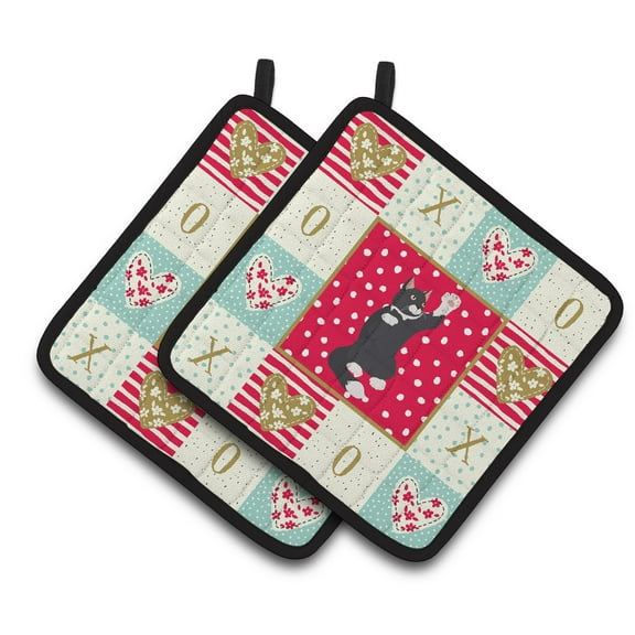 Polydactyl Cat Love Pair of Pot Holders