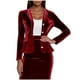 thumbnail image 2 of Karight Women Velvet Suit Blazer Jacket Casual Long Sleeve Notched Lapel Collar Button Open Front Velvet Office Blazer Coat, 2 of 5