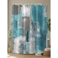 thumbnail image 4 of Shower Curtain Blue-gray Smear Shower Curtains for Bathroom, Waterproof Polyester Shower Curtain Set with Hooks, Extra Long 72" x 84" Abstract Square, 4 of 6