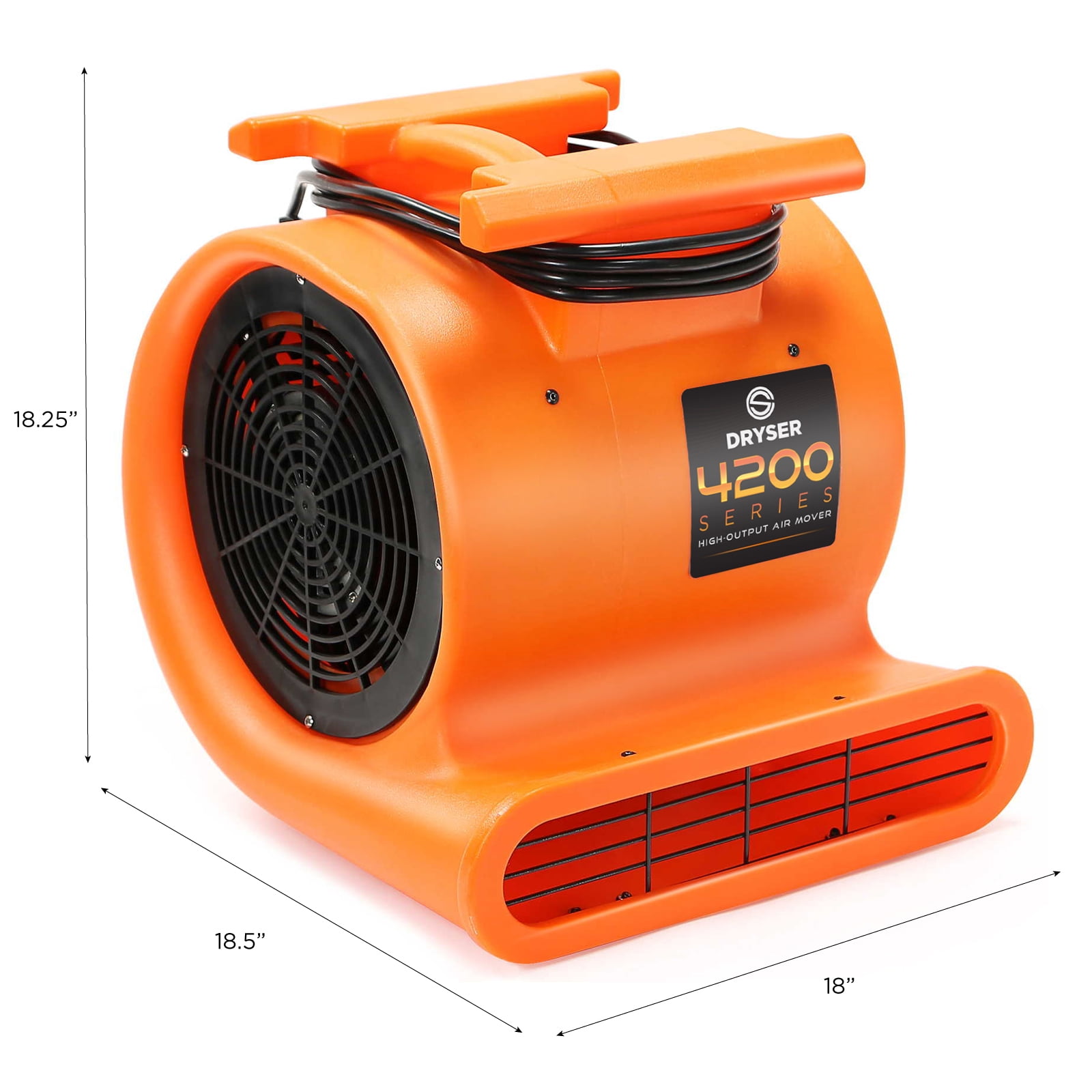 Dryser 6pk Air Mover Carpet Dryer 3 Speed 1 HP Industrial Floor Fan - Orange Stackable Carpet Drying Fan Floor Blower