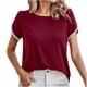 thumbnail image 1 of Top de cuello redondo de manga corta casual de color sólido de verano para mujer OAVQHLG3B Store  lin121212, 1 of 5