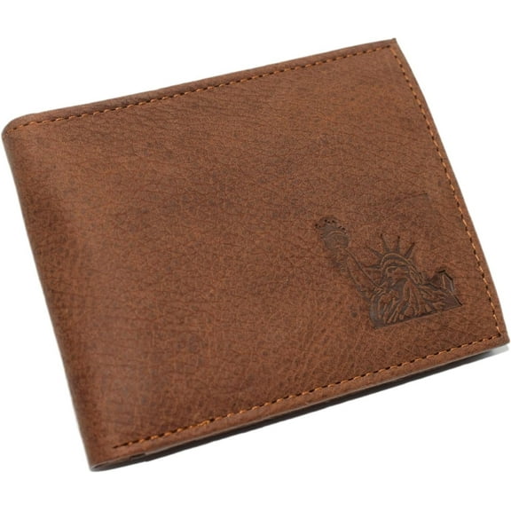 Marshal Statue of Liberty Bifold Trifold RFID Blocking Genuine Leather Wallet for Men USA Bifold