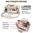 thumbnail image 2 of GOWELL Canvas Tote Bag with Compartments for Women Bottom Stitching Padded Shoulder Straps Large Multi Pocket Canvas Crossbody Handbags Stylish And Long-lasting for Women Everything Messenger Bag, 2 of 11