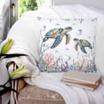thumbnail image 3 of Sea Turtle Coastal 16x16 Pillow Covers Set of 2, Summer Beach Coral Ocean Seagrass Throw Pillow Covers Decorative Couch Cushion Case, Microfiber Square Pillowcases for Bedroom Car Living Room, 3 of 7