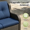 thumbnail image 4 of Joyside 5 PCS Wicker Patio Furniture Set, Rattan Patio Chairs with Sofa and Ottomans, Deep Seating, High Back, Thick Cushions, Outdoor Furniture Set for Deck Porch, DarkBlue, 4 of 7
