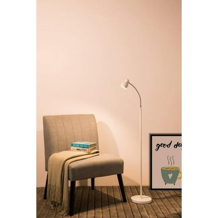 48 Inch Rapid Start Lamps - 48 In Landri Led Gooseneck Satin White Mini Reading Floor Lamp
