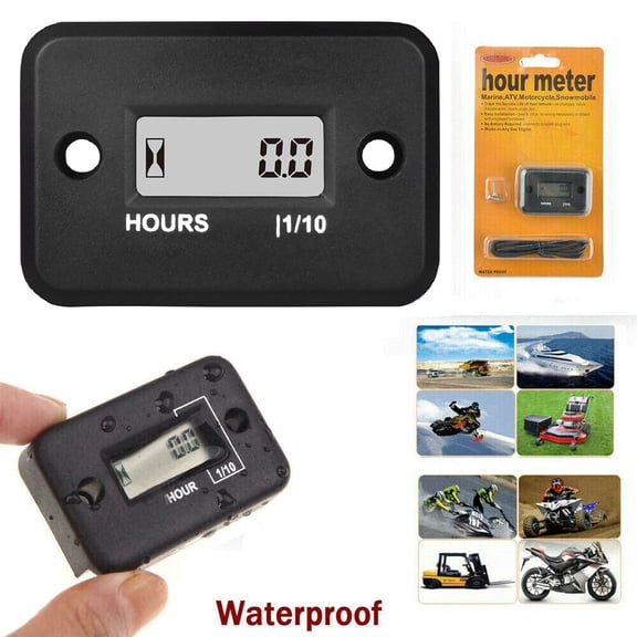 Small Waterproof Digital Hour Meter For Lawn Mower Generator Motorcycle NEW