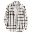thumbnail image 2 of Button Down Shirt Men Long Sleeve Fashion Cardigan Casual Regular Fit Collar Flannel Shirt Lightweight Breathable Fall Plaid Classic Basic Tops With Pocket White L, 2 of 7