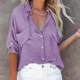 thumbnail image 2 of Breezora Breathable Women's Long Sleeve Cotton Linen Blend Shirt Comfortable Relaxed Fit Classic Casual Top For Office And Outdoor Wear L Size Purple, 2 of 8