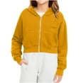 thumbnail image 4 of HomeDM Girls Long Sleeve Sweatshirts - Kids Crop Full Zip Up Hoodies Tops Solid Color Hooded Pullover Sweatshirts for Kids Girls - Yellow/9-10 Years, 4 of 9