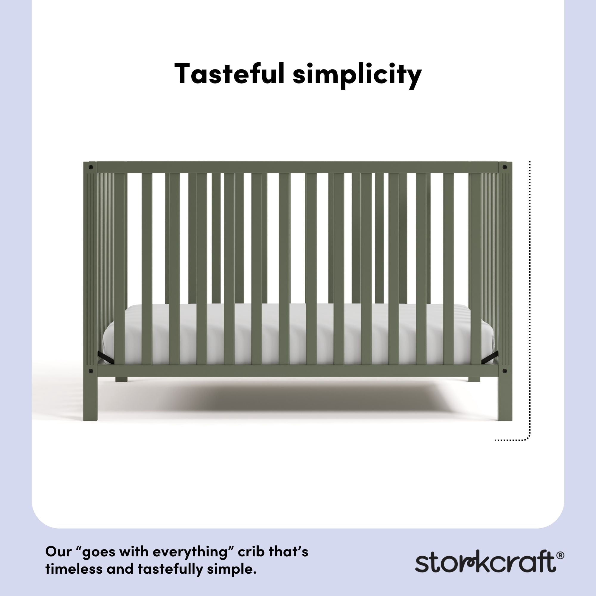 Storkcraft Morningside 5-in-1 Convertible Baby Crib, Olive