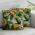 thumbnail image 3 of PRATYUS Yellow Blossom with Orange Fruits Flowers and Leaves on Light Green Vintage Botanic Pillow Cover Decorative Couch Pillow Cover for Sofa, Cushion Case Home Decoration White, 3 of 7