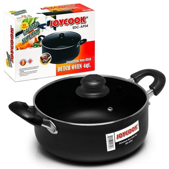 JOYCOOK Aluminum Non-Stick Dutch Oven 4QT Black