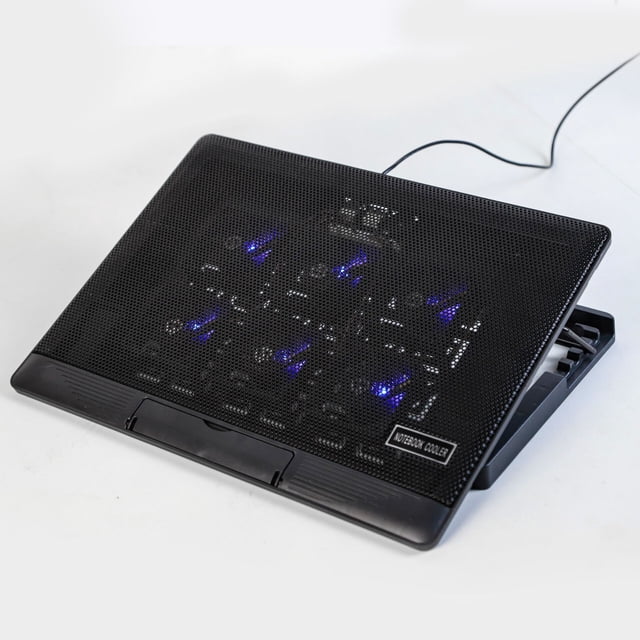 6-Fan Laptop Cooling Pad, Adjustable Height Laptop Cooler Stand with Multi-Speed Fans, Portable Ventilated Heat Dissipation Mat for 10-17 Inch Laptops Gaming Laptop