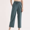 thumbnail image 2 of Tnhcen Women's Casual High Waisted Elastic Waist Wide Leg Cropped Trousers Pocket Pants Loose Fit Comfortable Streetwear S-XL Stretch Ankle Pants, 2 of 7