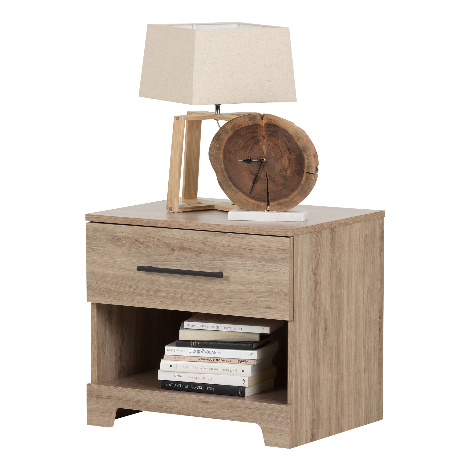 South Shore Primo 1-Drawer Nightstand - End Table with Storage Beige