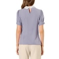 thumbnail image 3 of Allegra K Women's Contrast Peter Pan Collar Puff Short Sleeve Pleated Blosue, 3 of 6