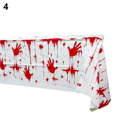 

Disposable Tablecloth Creative Blood Handprints PE Spider Ghost Halloween Table Cover Cloth for Theme Party
