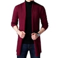 thumbnail image 4 of Nuevo suéter largo de primavera para hombre, chaqueta tipo cárdigan de punto extra largo, abrigo de suéter de color sólido, 4 of 5