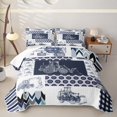 thumbnail image 2 of Erosebridal Navy Tractor Quilt King for Boys Men, Cartoon Truck Car Print King Coverlet Set, 3-Piece, 2 of 7