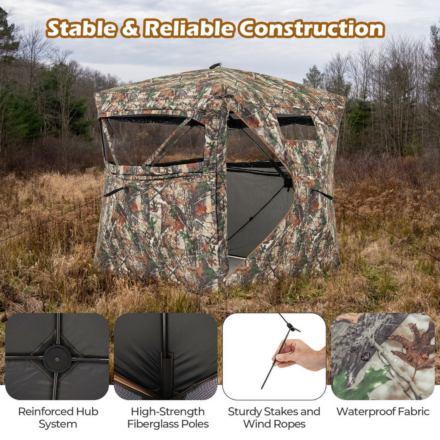 Barara King Tent,360° One Way See Through Hunting Blind Ground Blind with Portable Carrying Bag
