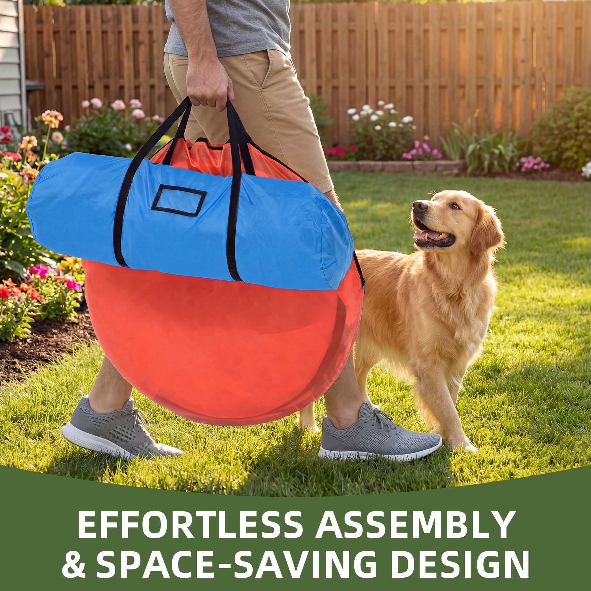 Uforic Dog Agility Equipments: Includes Flirt Pole, Agility Tunnel, 3 Jumps, 6 Weave Poles, Pause Box, Agility Course Set for Backyard, Indoor, Outdoor, Orange