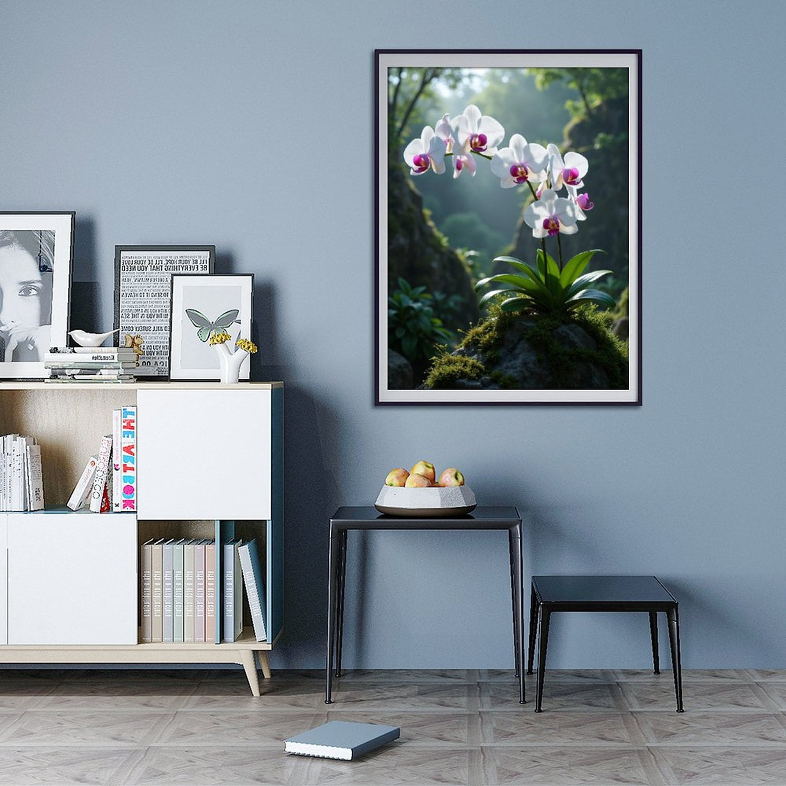 Diamond Art Kit for Adults, Calm Serenity Orchids Mossy Rock Diamond Painting for Adults Beginners, 5D DIY Diamond Art Painting Kits, Colorful Diamond Painting Craft for Home Decor 12x16