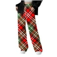 thumbnail image 2 of BRGZLK Girls Plaid Sweatpant Trendy Casual Comfy Wide Leg Drawstring Wear Outside Sweatpants with Pocket for Spring 2026 Red 9-10 Years, 2 of 5