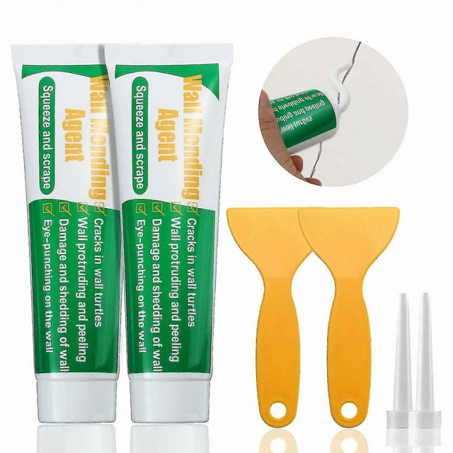 2pcs Strong Wall Mending Agent 100g Spackle Hole Filler Repair Cream With Surface Scraper And Nozzle Extender