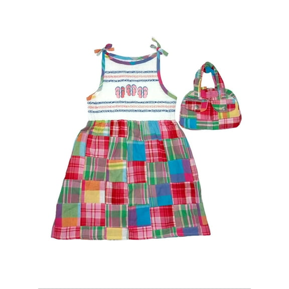 B.T. Kids Girl's Summer Patchwork Beach Dress, Purse Set, Size 5