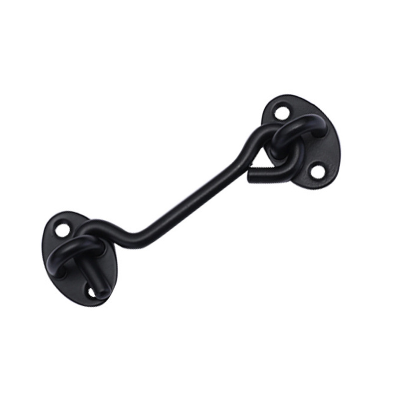 2 Piece Cabin Hook Door Latch Hook,Black Stainless Steel Door Hook Lock,With Mounting Screws,For