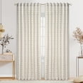 thumbnail image 6 of Alishomtll Boho Farmhouse Curtains Linen Light Filtering Sage Green Geometric Striped Window Drapes ,52"x84", 2 Panels, 6 of 10