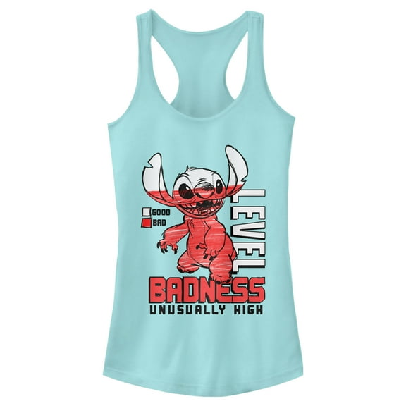 Junior's Lilo & Stitch Badness Level Unusually High Racerback Tank Top Cancun 2X Large