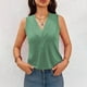 thumbnail image 5 of Tops de manga larga,Camiseta plisada con cuello en V para mujer, top informal sin mangas, poliéster suave, largo regular, ideal para todas las estaciones, sopatenor, 5 of 9