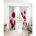 thumbnail image 3 of Red Poppy Blackout Curtains for Bedroom/Living Room, Thermal Insulated Kitchen Curtains, Spring Summer Farmhouse Flowers Watercolor Grommet Darkening Window Treatment Drapes 42"x84"x2, 3 of 8