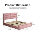 thumbnail image 5 of 4 EVER WINNER Full Bed Frame with LED Light, Modern Upholstered Platform Bed Frame Headboard and Footboard, Pink Full Size Bed Frame, Pink, 5 of 6