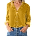 thumbnail image 2 of Qertyioot Mode Chemise Décontractée à Manches Longues pour Femmes avec Col Rabattu et Boutons, 2 of 6