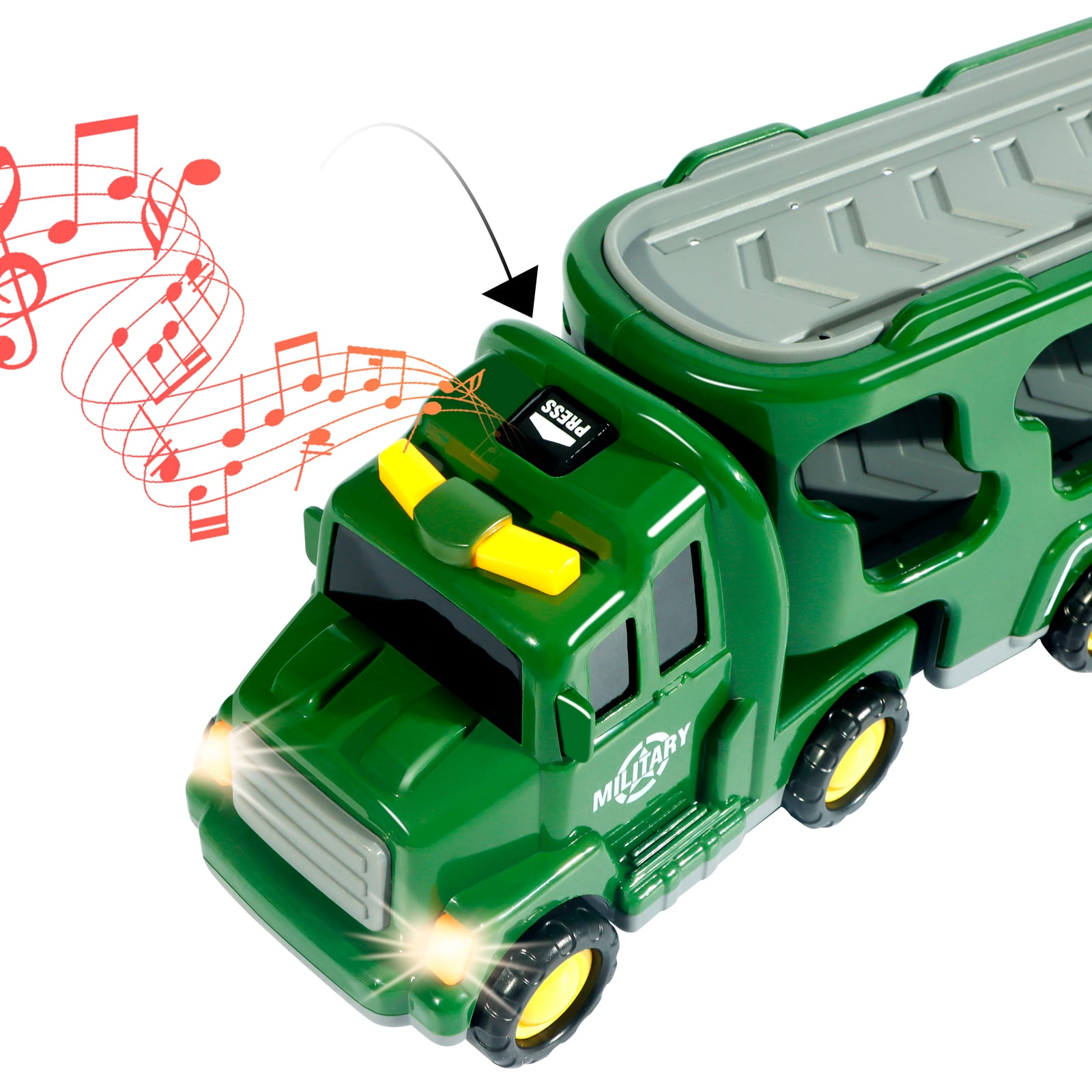 Truck Toys for 3 4 5 6 Years Old Boys Girls - 5 in 1 Carrier Truck Transport for Toddlers 1-3, Friction Power Vehicles for Kids 3-5, Christmas Birthday Gifts - Age 3-9, Green