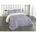 thumbnail image 3 of Ambesonne Navy Blue Quilted Bedspread Set 3 Pcs, Abstract Cube Stripes, Queen Size, Night Blue, 3 of 5