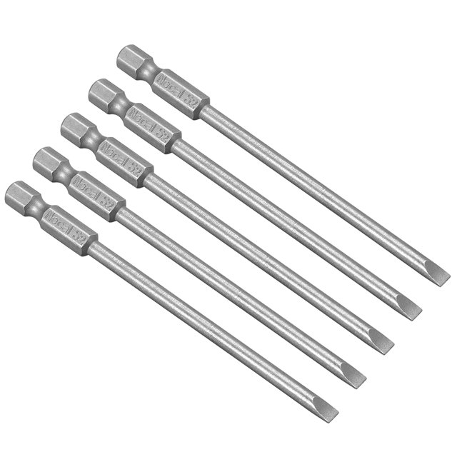 5 Pcs 1/4" Hex Shank 100mm Longitud Magnético SL4 Cabeza Ranurada Brocas de Destornillador Acero Aleado S2