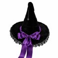 thumbnail image 4 of BRICH Witch Hat for Women Halloween Party Accessories Wizard Hats with Wide Brim Lace Purple One Size, 4 of 4
