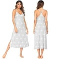 thumbnail image 1 of CHOK Nuisette Longue Sans Manches à Bretelles Spaghetti Col en U pour Femmes, Ourlet Fendu, Chemise de Nuit Décontractée, 1 of 8