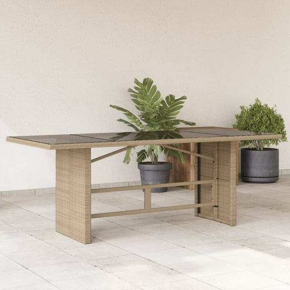 vidaXL Garden Table Beige PE rattan